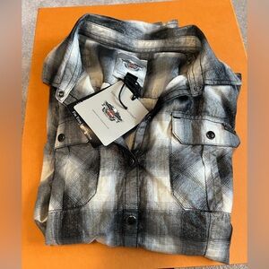 NWT Harley-Davidson Black and White Plaid Shirt size Small